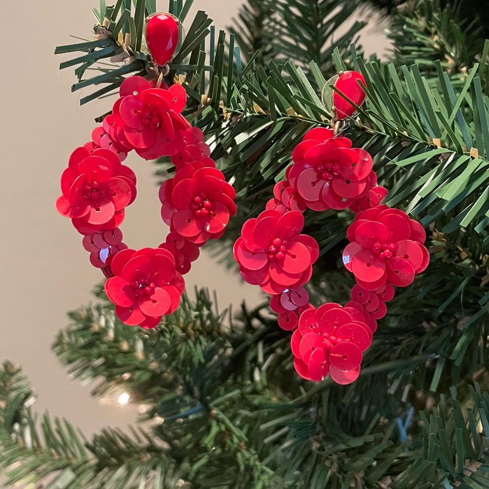 J Crew Sequin Christmas Statement Earrings